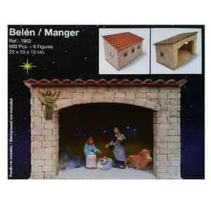 Crèche - 22 x 13 x 15 cm - 600 pièces - 6 Figurines Aedes pas cher