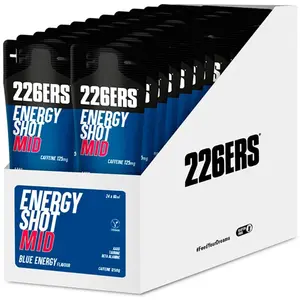 226ers Boîte De Boisson Énergétique Monodose Shot Mid125mg Caff énergie Bleue 60ml 24 Unités pas cher