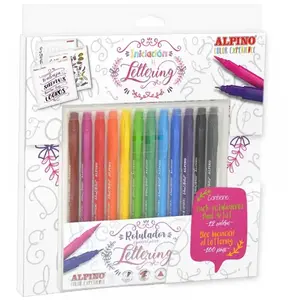 Alpino Coffret De Lettrage 12 Marqueurs + Livre