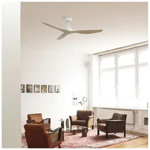 VENTYLY FLUID Ventilateur de plafond blanc-bois Ø132 cm pas cher