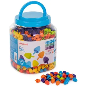 Miniland Miniland31848 Lot de 1300 pinces à linge en pot Couleurs assorties 15 mm pas cher