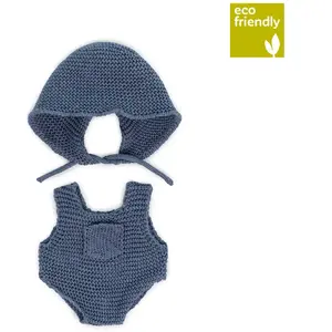 Miniland Ensemble Tricoté 21cm - Grenouillère Et Bonnet BleuVendu parrakuten