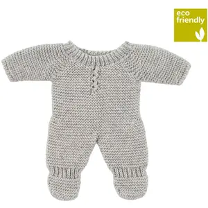 Miniland Pyjama gris en tricot pour poupée de 21 cm. Fabriqué en Espagne avec textile recyclé. Miniland Dolls. pas cher