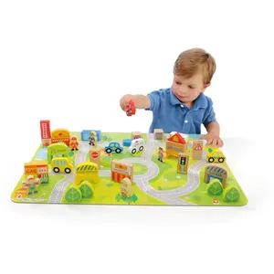 M MOLTO Jeu de blocs en bois Puzzle City Blocks pas cher