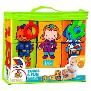 Blocs mous en tissu d'apprentissage - MOLTO - Cubes & Fun - Bleu - Multicolor - Mixte pas cher