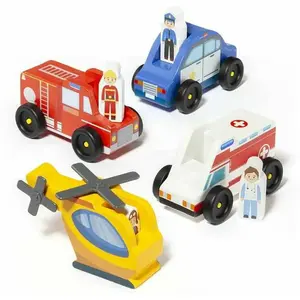 Molto Jeu de véhicules d'urgence en bois - Marque - Modèle - 4 véhicules - Mixte - 3 ans et plus pas cher