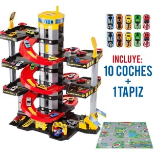 Garage à jouets 6 étages MOLTO avec 10 voitures et tapis de jeu pas cher