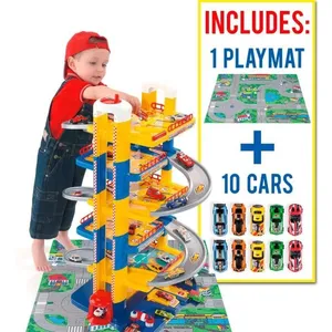 Garage 6 étages MOLTO - Modèle Molto - 10 voitures - Tapis de jeu - Bl... pas cher