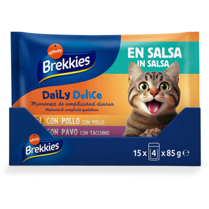 4x85g Brekkies Daily Delice poulet et dinde pâté pour chat pas cher