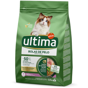 2,5 kg croquettes Ultima Boules de Poils dinde pour chat pas cher
