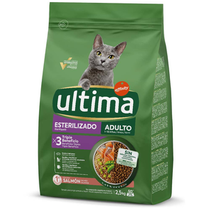 2 x 2,5 kg Ultima Stérilisé, saumon, orge - Croquettes pour chat pas cher