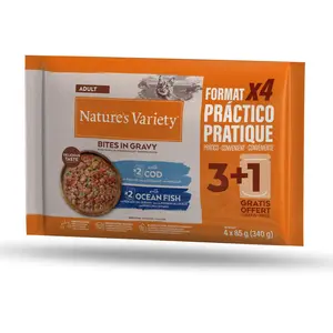 Nature's Variety Bouchées en sauce 44 x 85 g pour chat - cabillaud, poisson de mer pas cher