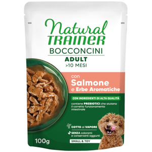 24x100g saumon Natural Trainer Bocconcini Adult Small & Toy Bouchées e...Vendu parzooplus-be