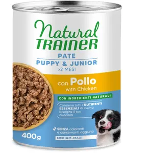 Lot économique: 24 x 400 g de nourriture humide Natural Trainer medium & maxi Puppy & Junior au poulet pas cher
