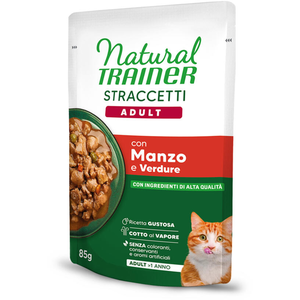 22 x 85 g Lamelles en sauce boeuf Natural Trainer, nourriture humide pour chats pas cher