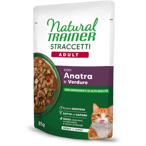 22 x 85 g Lamelles en sauce canard Natural Trainer, nourriture humide pour chats pas cher