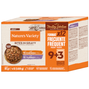 Lot économique : 48 X 85 g Nature’s Variety Bouchées en sauce (2 variétés), nourriture humide chat pas cher