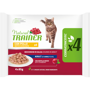 Natural Trainer Aliments Humides pour Chats Adultes avec Poulet Pack 4 x 85 g pas cher