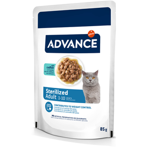 20x85g Sterilized cabillaud Advance pour chat + 4 sachets offerts ! pas cher