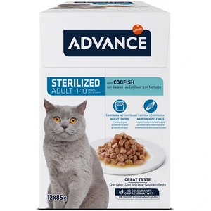 36x85g Sterilized cabillaud Advance Sachets pour chat + 16x85g offerts ! pas cher