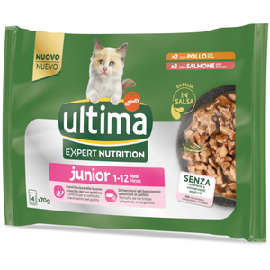 Ultima Expert Nutrition Junior poulet, saumon pour chat - 4 x 70 g pas cher
