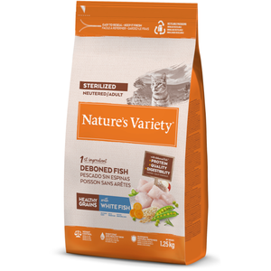 1,25 kg Nature s Variety Healthy Grains Sterilised au poisson blanc, c... pas cher