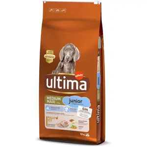 12kg Medium/Maxi Junior Ultima poulet pour chiot pas cher
