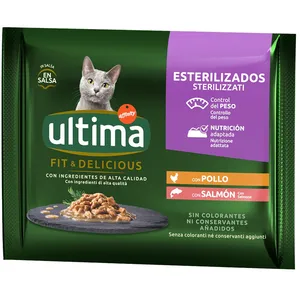 Ultima Stérilisé 48 x 85 g pour chat - poulet, saumon pas cher
