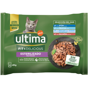 Ultima Nourriture humide pour chat avec variété de poissons 4 x 85 g pas cher
