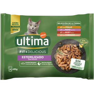 48x85g Ultima Stérilisé sélection à la viande - Pâtée pour chat pas cher