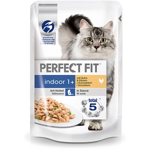 12x85g PERFECT FIT Indoor 1+ poulet et petits pois - Sachet pour chat pas cher