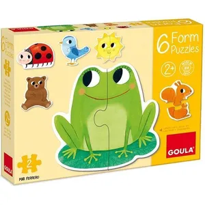 Jumbo Goula- 6 Puzzles Form Animaux de 2 pièces, 53173, Multi pas cher