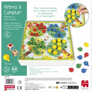 Comparateur de prix : Jeu éducatif - GOULA - Arbres à compter - Pommes en bois et dés