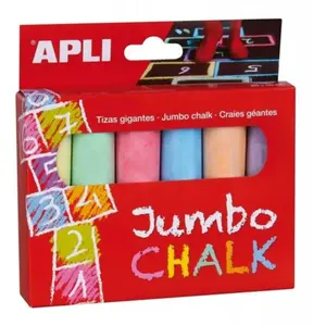 APLI Pochette de 6 craies Geantes Couleurs pas cher