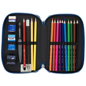Comparateur de prix : MILAN® Plumier 2 étages avec contenu série The Fun, bleu