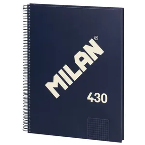 Milan - Cahier A4 quadrillé (5x5mm) collection '430 since 1918' couleur bleu marine avec spirale milán pas cher