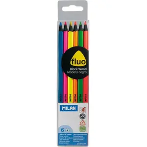 Milan Étuis 6 crayons Milán Fluo bois noir pas cher
