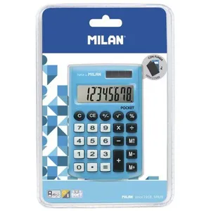 Milan Blister calculatrice Pocket bleue 8 chiffres avec étui pas cher