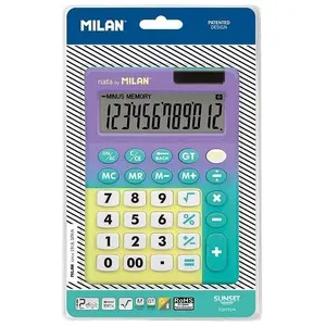Blister calculatrice 12 chiffres Sunset Lilas - Turquoise MILAN®