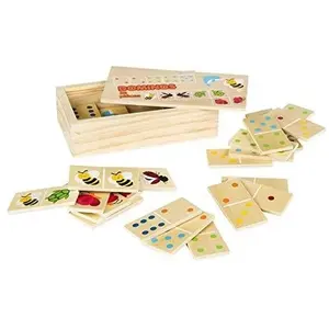 WOOMAX Jeu de société - COLOR BABY - Dominos Bois 28 pièces - Animaux et numéros - Pour enfants de 3 ans et plus pas cher