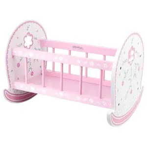 ColorBaby Berceau à bascule pour poupée Woomax - Design français en bois naturel - Rose et blanc - 40x48x7 cm pas cher