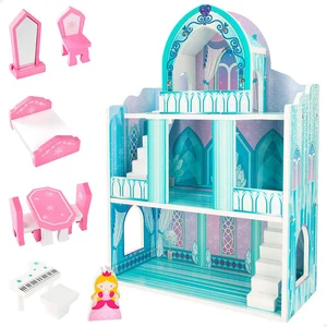 COLORBABY Château En Bois Woomax 49314 - Jouet D'imagination - Multicolore - 9 Pièces - A Partir De 3 Ans pas cher