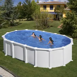 GRE Piscine acier blanc Haïti ovale 6,34 x 3,99 x 1,32 m - Gré pas cher