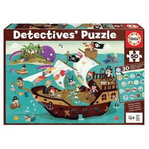 Puzzle Detective's Puzzle Educa Pirates (50 pcs) pas cher