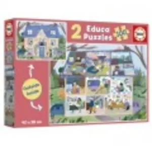 Educa 2 Puzzles - Intérieur/Extérieur - Maison 19957 pas cher