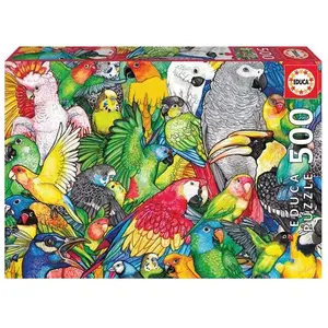 Puzzle 500 pièces - Educa - Perroquets - Animaux - Adulte - Blanc pas cher