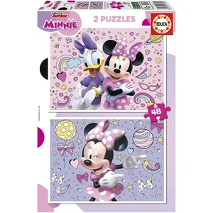 Educa - Minnie | Ensemble de 2 Puzzles pour Enfants avec 48 pièces. Mesure : 28 x 20 cm. Composé de Grandes pièces Parfaitement finies. +4 Ans (19674) pas cher