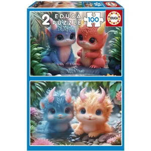 Puzzel Educa Adorable Monsters 100 Onderdelen (2 Stuks) pas cher