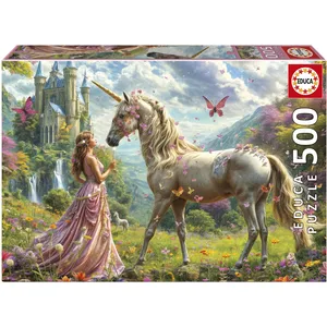 Educa Puzzle 500 pièces : FÉES, UNICORNES ET PAPILLONS pas cher