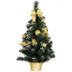 DISFRAZZES Arbre de Noël Neigé avec décoration Dorée et Pot 60 cm pas cher